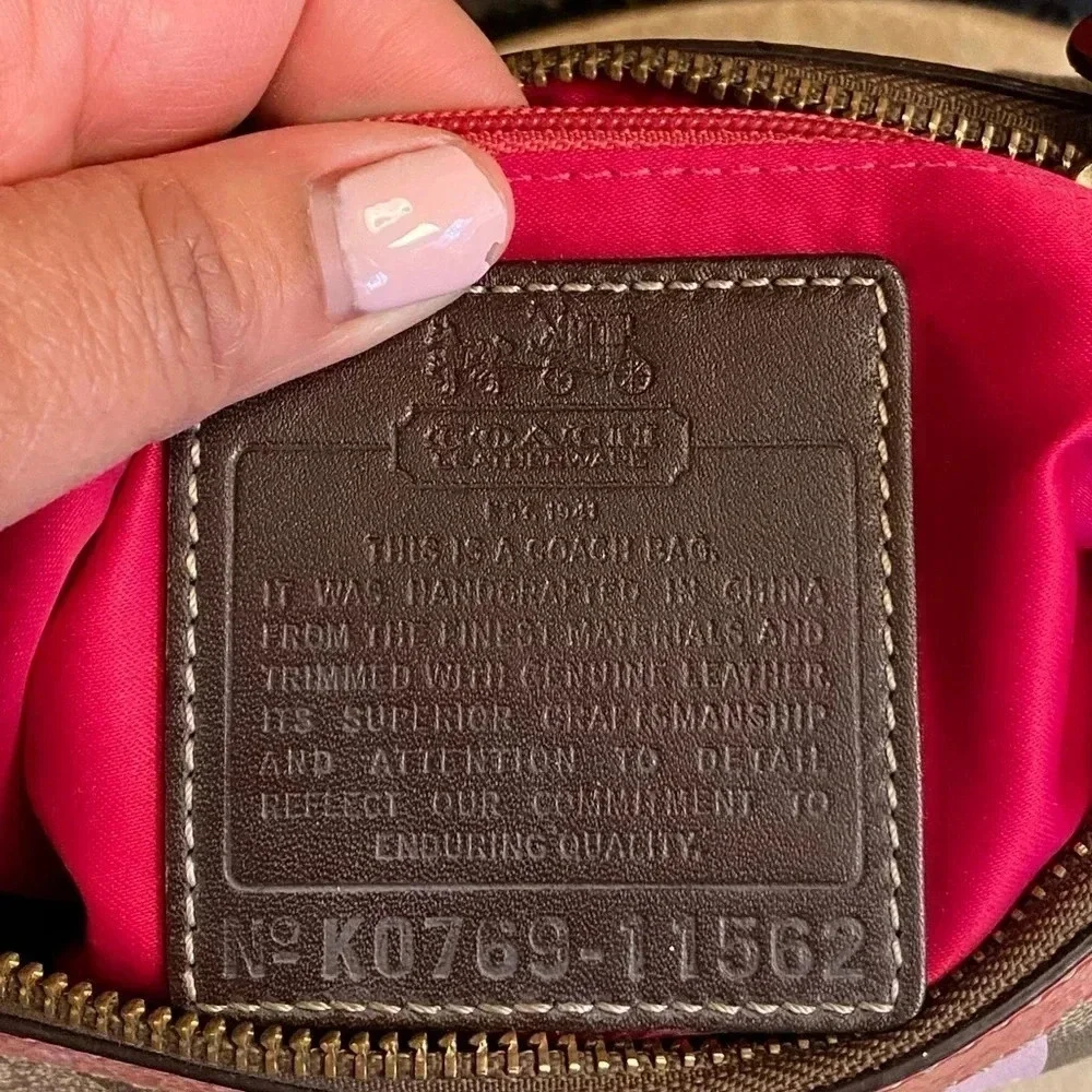 Coach Jacquard Heritage Stripe Leather Demi Bag